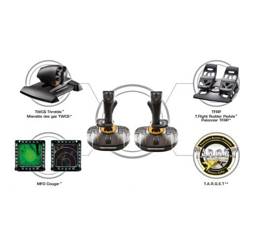 ThrustMaster T.16000M FCS Space Sim Duo Joystick 16 Tasten kabelgebunden Packung mit 2 - 2 x joystick PC Action-Buttons Schwarz/Orange (2960815) (2960815) afbeelding 4