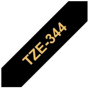 Bredher TZe 344 Laminated Tape, Gold on Black, 1.8 cm x 8 m, for P-Touch Label Makers PT-1230 E300 P700 TZE344