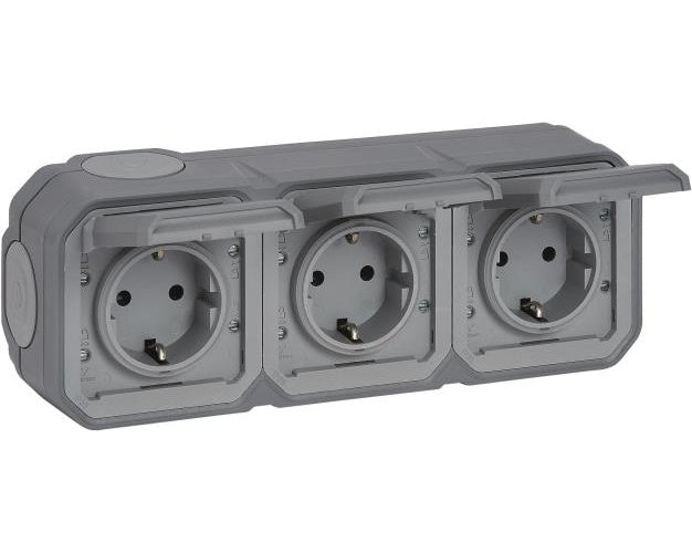 Legrand Plexo NEW APWG 069743L Schuko-Steckdose 3fach IP44 Grau 5 (069743L) afbeelding 1