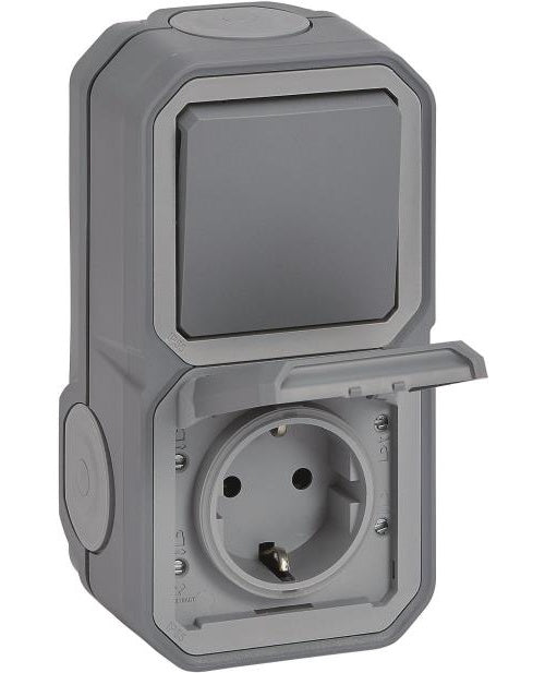 Legrand Plexo NEW APWG Kombi 069746L IP44 grau Wechsel + Schukosteckdose 5 (069746L) afbeelding 1
