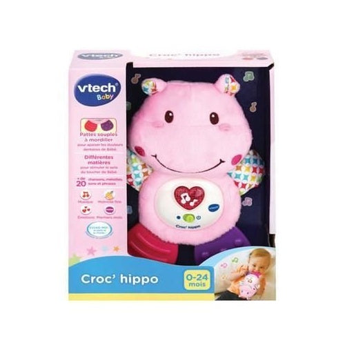 VTECH BABY - Hochet Croc'Hippo - Peluche Texturée Rose afbeelding 5