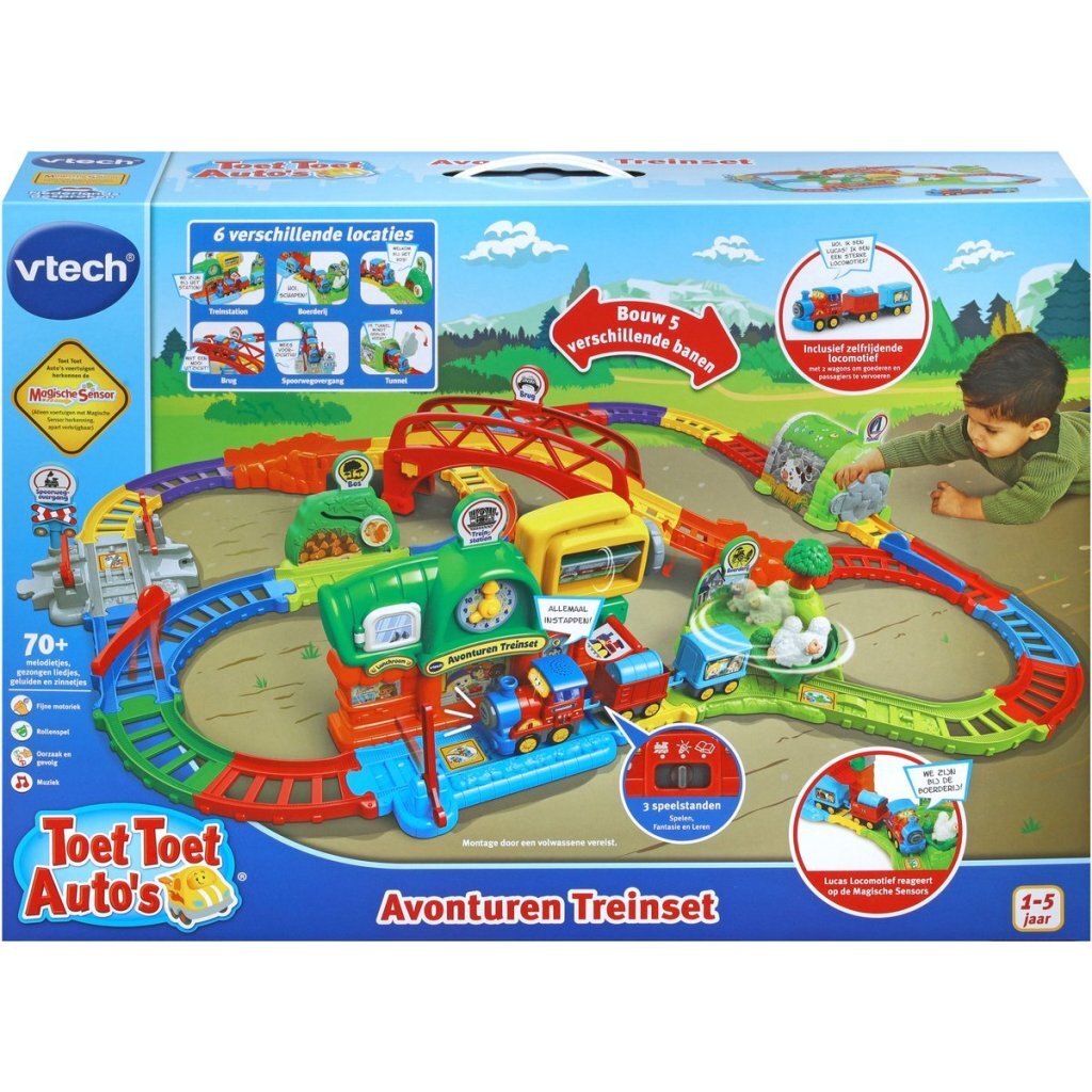 VTech Toot Toot Adventure Train Set with Lucas Locomotive + Light and Sound