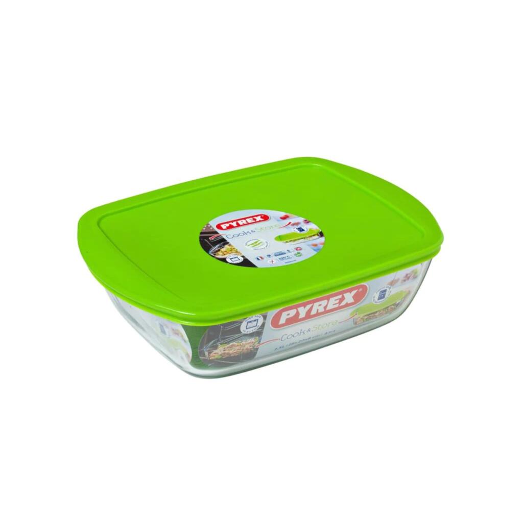 Pyrex Cook & Store 1.2 L Bowl with Lid - Borosilicate Glass - 23 cm x 15 cm x 6 cm