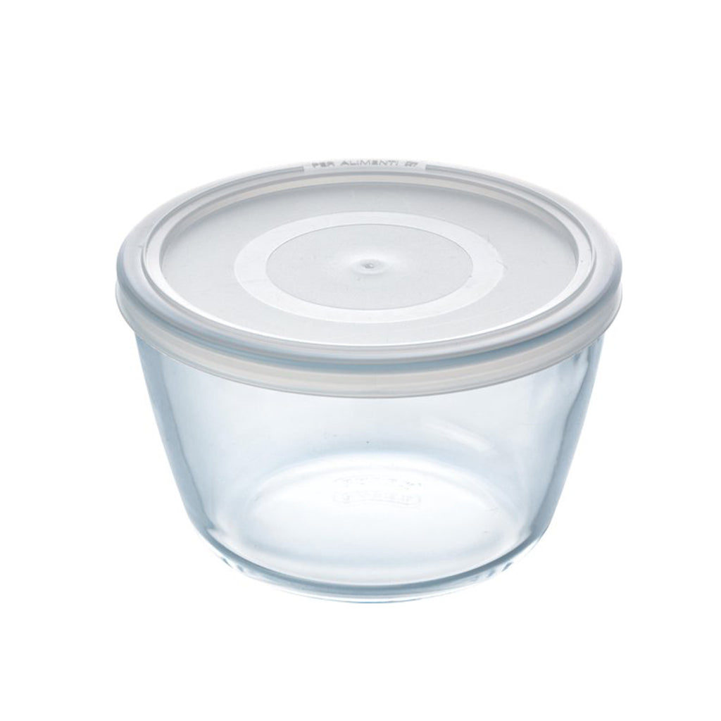 Pyrex Cook & Freeze Round Glass Storage Container 1.1 L with Lid - 15 cm Diameter