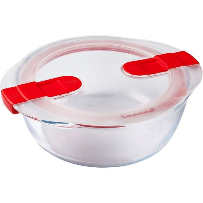 Lot de 3 lunch box - PYREX - Cook & Heat - Verre - Rond - Couvercle a valves vapeur spécial micro-onde - 1,1 L afbeelding 2