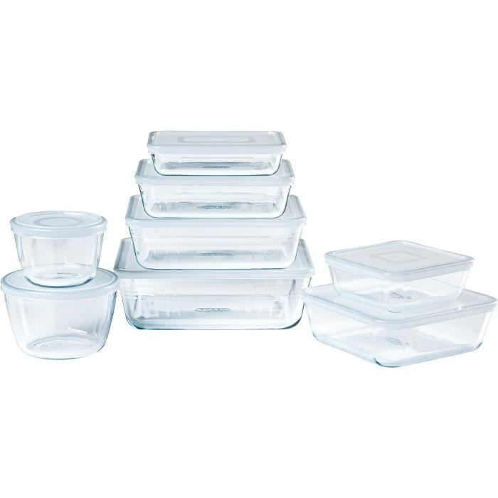 Lot de 8 plats de conservation - PYREX - Cook & Freeze - Verre - Rectangulaire - Couvercle spécial congélation afbeelding 1