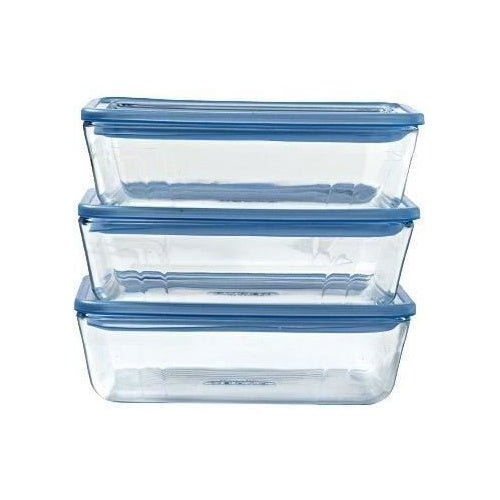 Lot de 3 Boîtes de conservation avec couvercle - PYREX - Zero Plastic - Verre - Rectangulaire - 1,5 L afbeelding 1