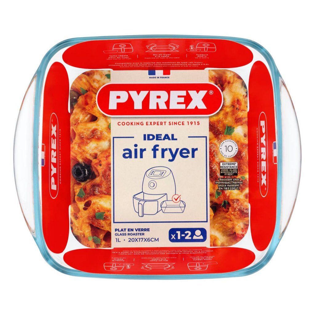 Air fryer dish - PYREX - 1450141 - Square - Borosilicate glass - 20 x 17 cm