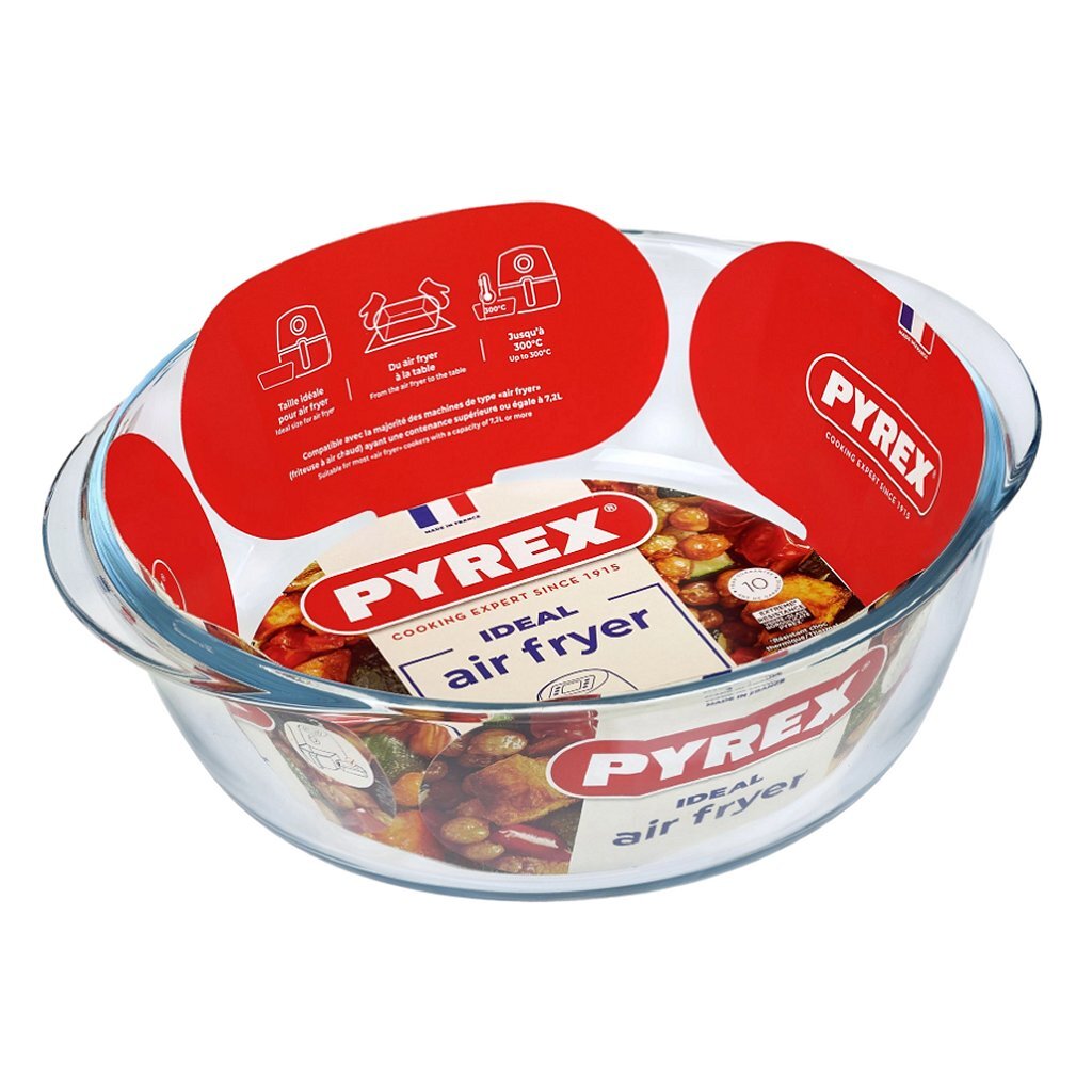 Pyrex Airfryer Glass Oven Dish 26x23x8 cm - BPA Free, 3 L Capacity