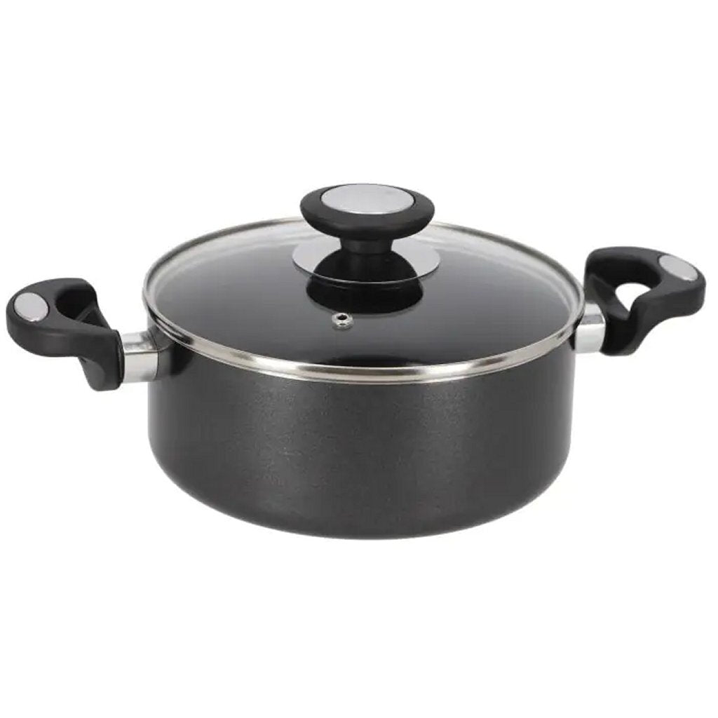 Beka Pro Induc Cooking Pot with Glass Lid 20 cm Black - 100% PFAS-free, Ceramic Non-Stick, Induction Compatible