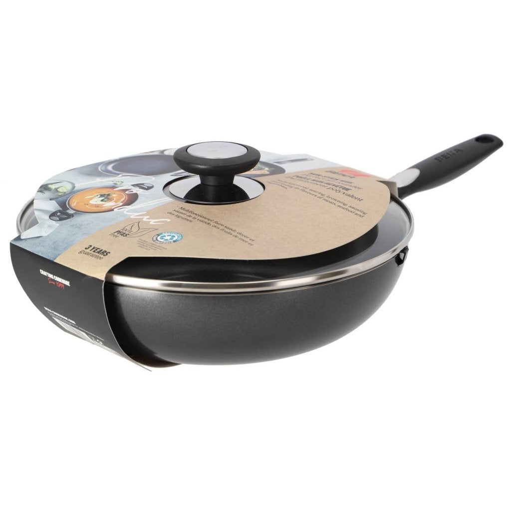 Beka Pro Induc Wok Pan with Glass Lid 28 cm Black - 100% PFAS-free, Ceramic Non-Stick, Induction Compatible
