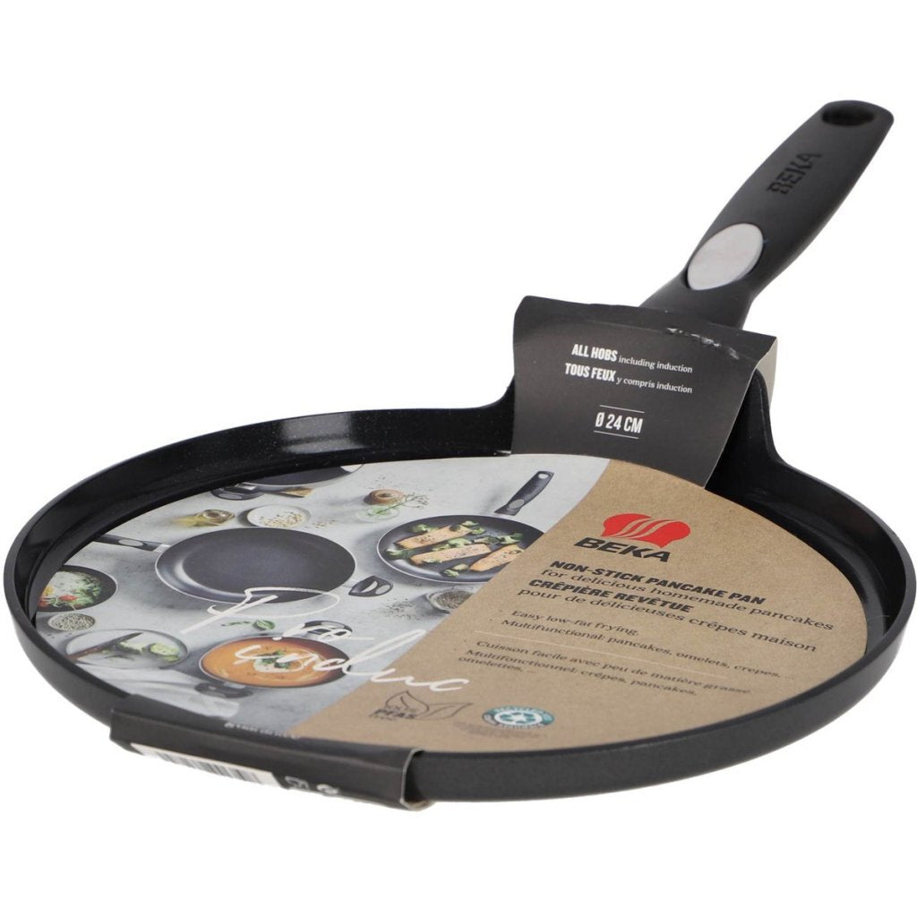 Beka Pro Induc Pancake Pan 24 cm Black - 100% PFAS-free, Ceramic Non-Stick, Induction Compatible