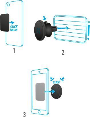 Mobilis Magnetic Car Mount, Air Vent Mount, Includes 2x Metal Plates, Model 044004