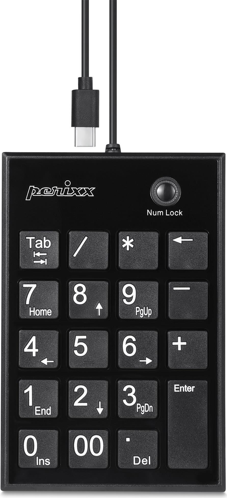 PERIPAD-202C Nummernblock kabelgebungen USB-C mit 2x USB 2.0 Hub USB-A - Touchpen - 19 Tasten (PERIPAD-202C)