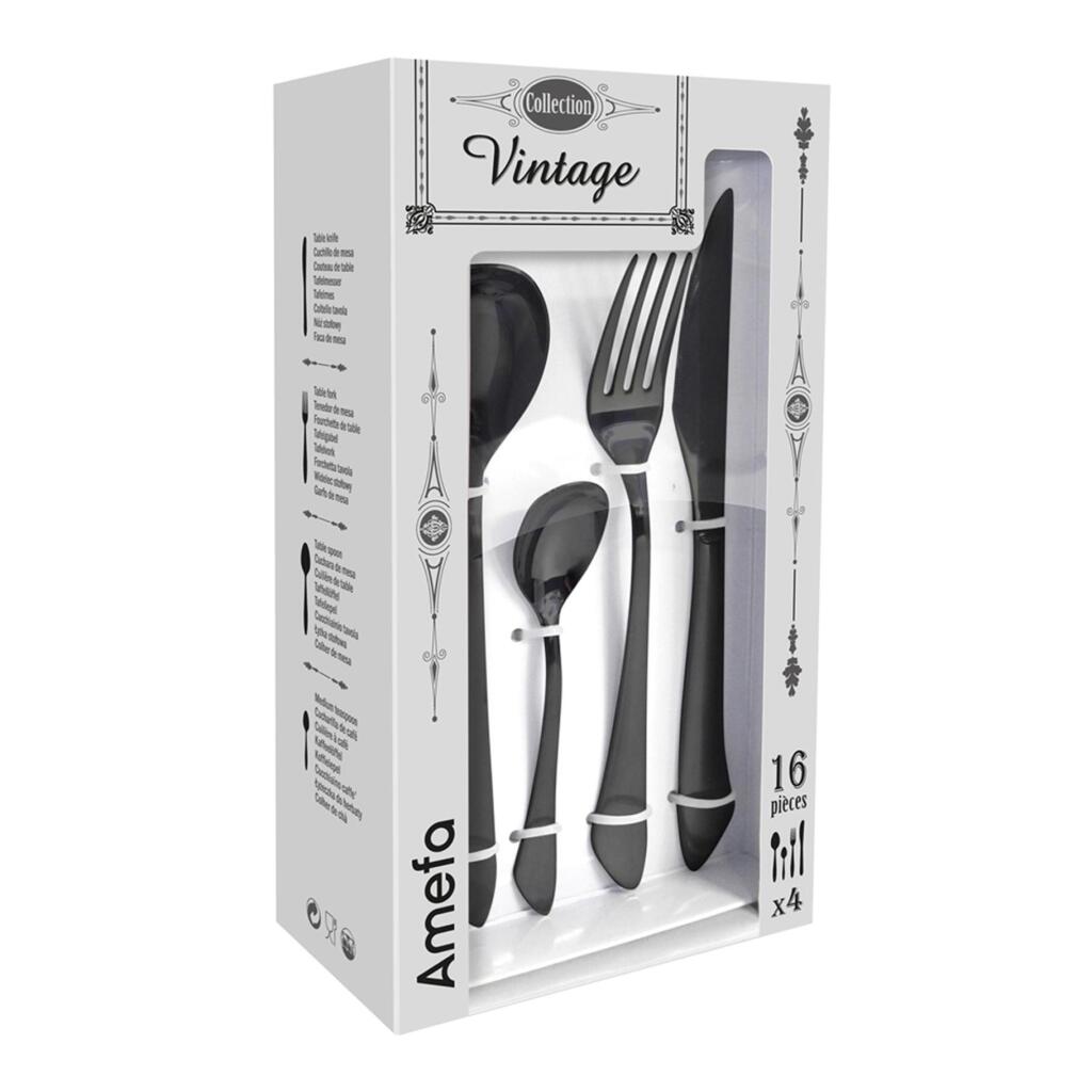 Amefa Vintage Collection 16-piece Cutlery Set Black