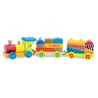 Eichhorn Toy Train with 15 Building Blocks, Solid Wood, 16 inches, 100002223