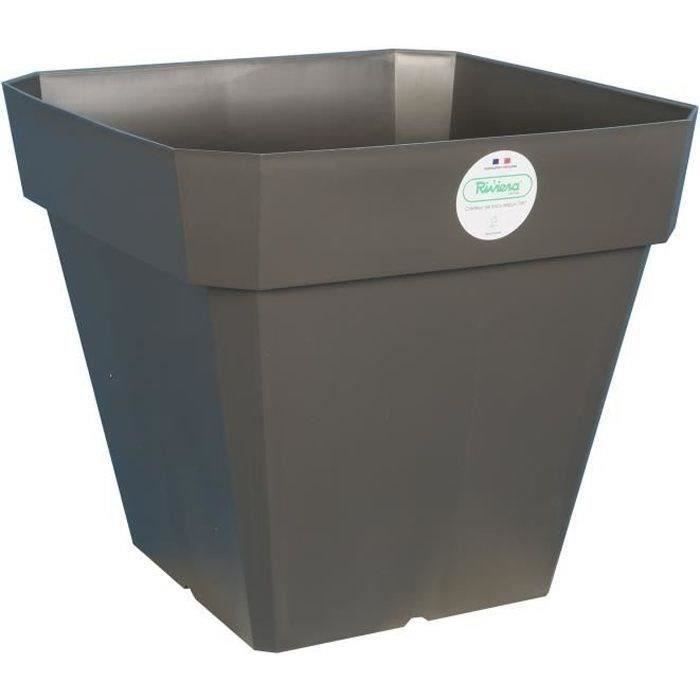 Soleilla Square Flower Pot - Plastic - 49 x 49 x H 45 cm - 65 L - Glittery Grey