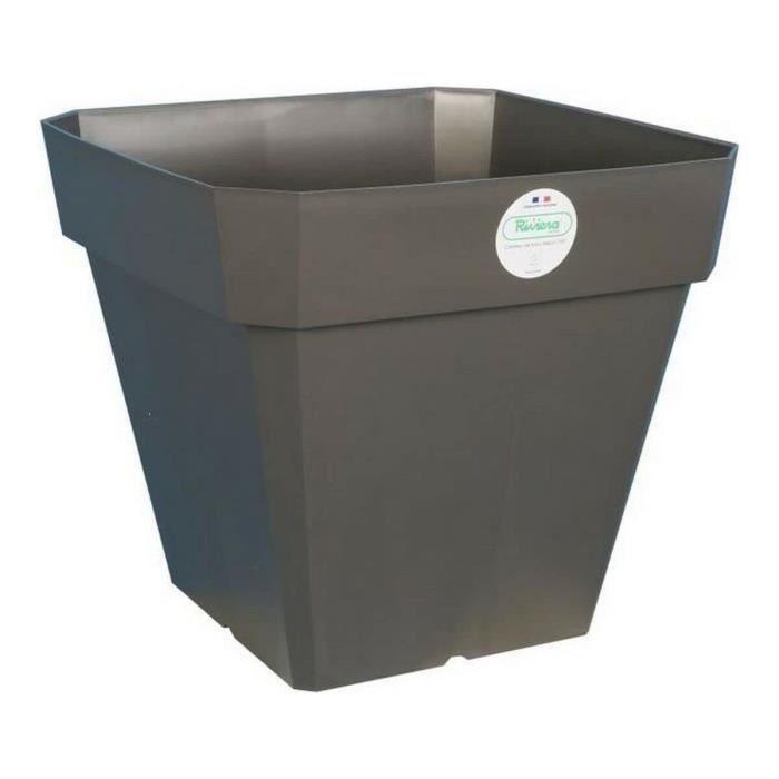 Soleilla Square Flower Pot - Plastic - 49 x 49 x H 45 cm - 65 L - Glittery Grey