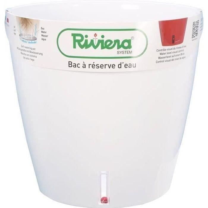 RIVIERA Round Flower Pot - Plastic - Ø 30 x H 27.5 cm - 14.5 L - White