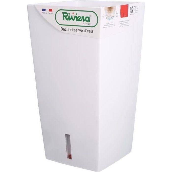 RIVIERA Square Flower Pot - Plastic - 28 x 28 x H 52 cm - 31 L - White