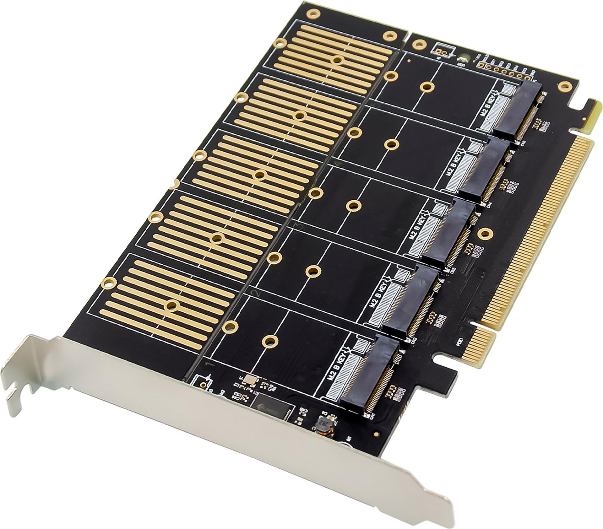 InLine PCIe x16 to 5x M.2 Key B SATA Interface Card 76619 G