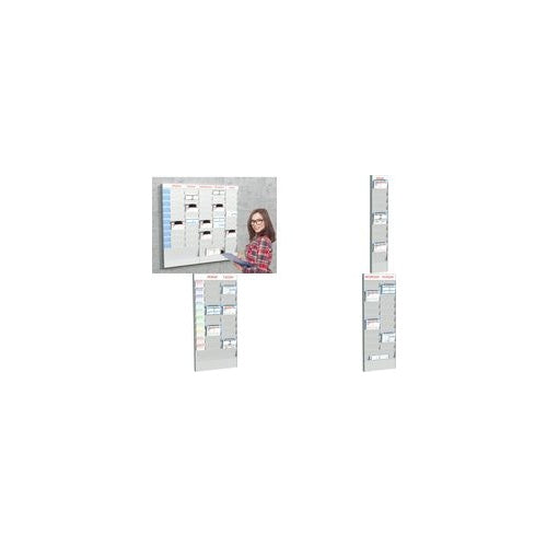 PAPERFLOW Wand-Büroplaner 20 Fächer, A5, Erweiterungselement grau, aus hochwertigem, kratz- und schlagfestem Polystyrol, - 1 Stück (PS20A5.02) afbeelding 1