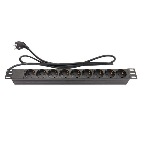 Good Connections® Power Strip 48.30 cm, 1U, 9x Schuko Socket, Black - GC-N0077