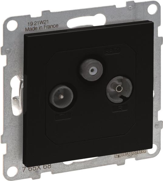 Legrand SEANO Through-Socket TV-R-SAT - Flush-Mounted - Black (765368)