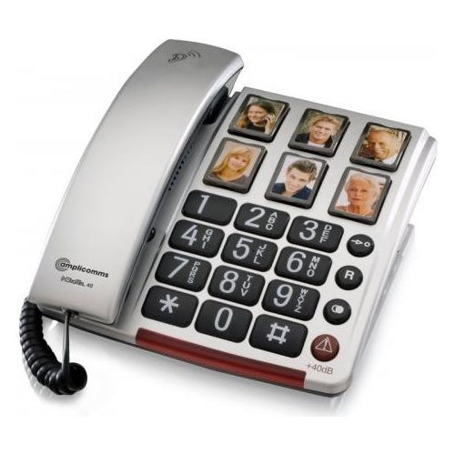 amplicomms BigTel 40 Plus. Typ: Analoges Telefon, Hörertyp: Kabelgebundenes Mobilteil. Produktfarbe: Silber. Anzahl enthaltener Handsets: 1 (ATL1420722) afbeelding 1