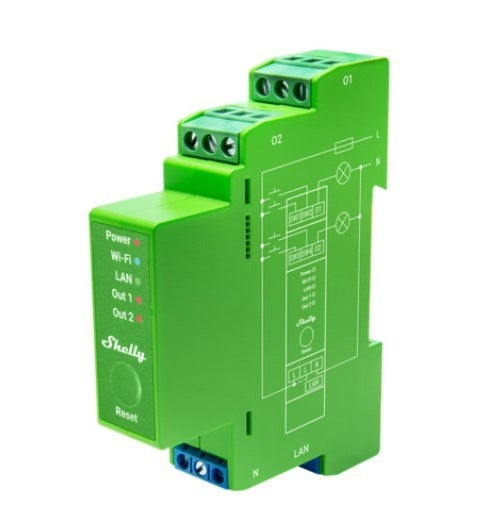Shelly · Hutschiene·"Pro Dimmer 2PM"· LEDs & Glühbirnen· 2 Kanäle· Messfunktion· WLAN (Shelly_Pro_Dimmer_2PM) afbeelding 1