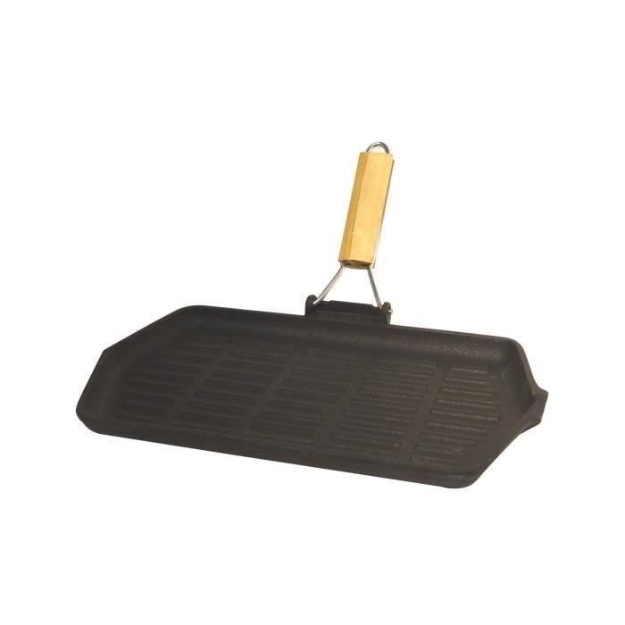 BAUMALU Cast Iron Grill 33.5 x 19.5 cm Compatible with All Stovetops