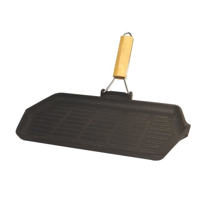 BAUMALU Cast Iron Grill 33.5 x 19.5 cm Compatible with All Stovetops