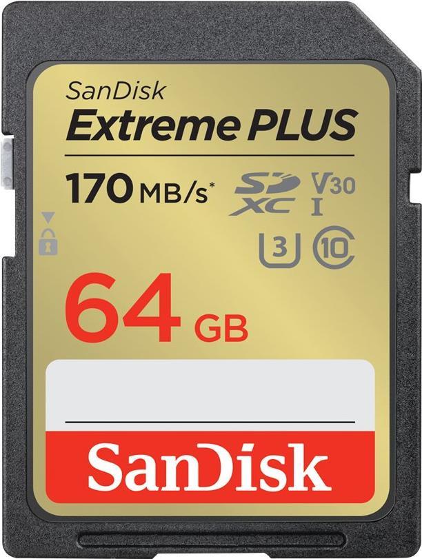 SanDisk Extreme PLUS Memory Card 64 GB UHS Speed Class 3 (SDSDXW2-064 G-GNCIN)
