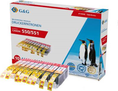 G&G Ink Replaces Canon PGI-550 XL, CLI-551 XL Compatible 10-Pack Black, Photo Black, Cyan, Magenta, Yellow (15048)