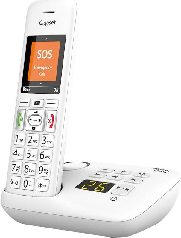 Gigaset E390A Cordless Phone with Integrated Answering Machine - White (S30852-H2928-C102) E390