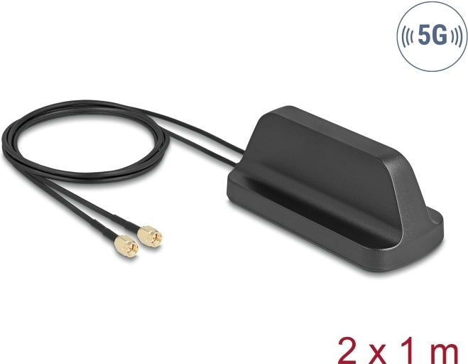Delock 5 G LTE GNSS WiFi 6 MIMO Antenna 2 x SMA Connectors 2.1 - 3.0 dBi Omnidirectional (81485)