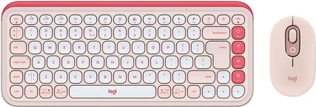 Logitech POP Icon Combo - Wireless Keyboard and Mouse Set - Bluetooth LE - QWERTY - US International - Rose, Off-White (920-013142)