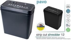 pavo Stripcut Shredder 12 Sheets A4, 6 mm Cut Width, Black 8000784