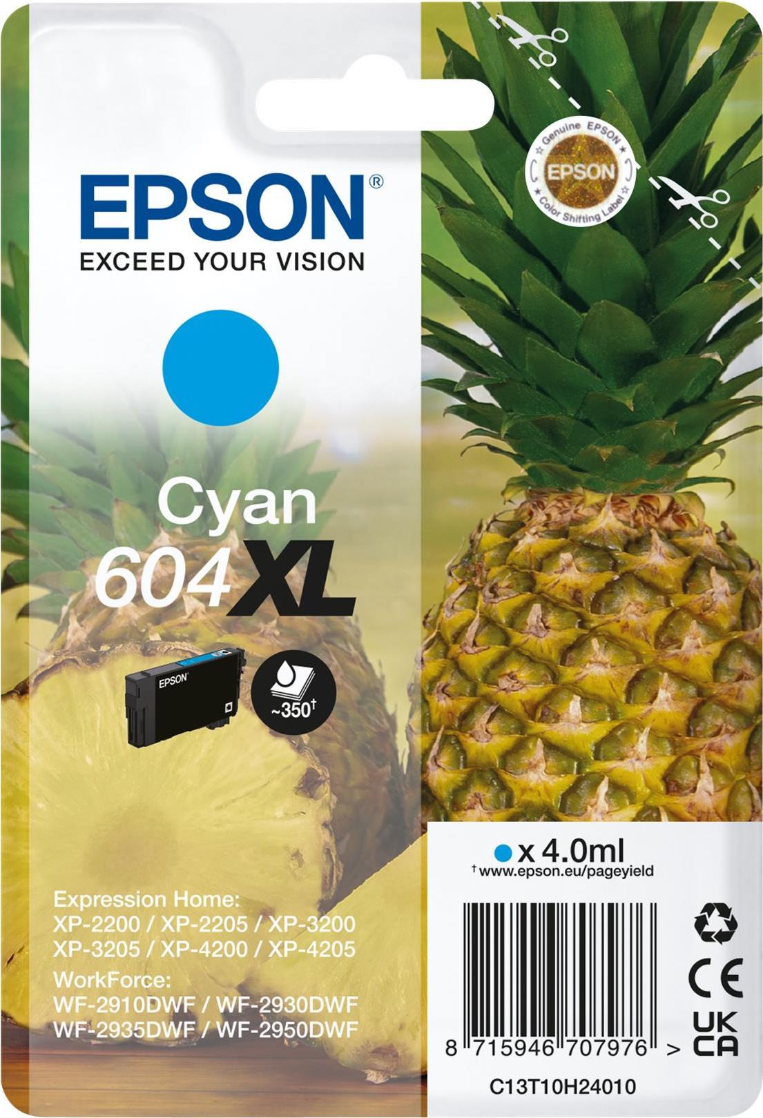 Epson 604XL Singlepack Ink Cartridge - 4 ml - XL - Cyan - for EPL 4200, Home Cinema 3200, Stylus Photo 2200