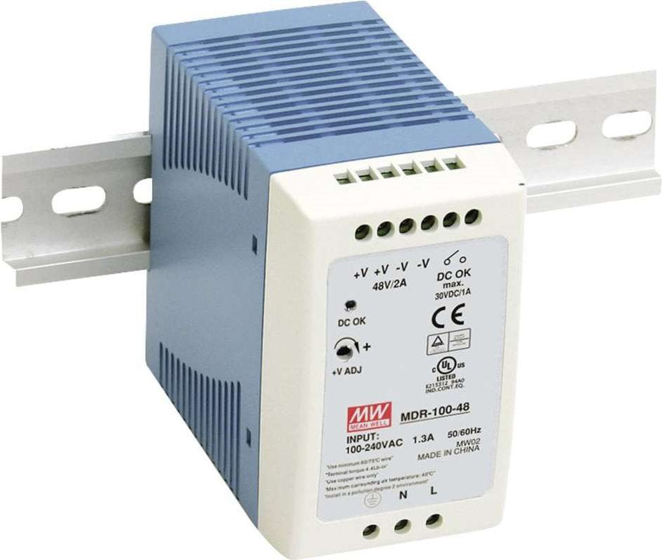 MEAN WELL MDR-100-24 Power Supply 85-264V, 47-63Hz, -10 to 60°C (MDR-100-24)