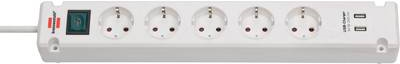 Brennenstuhl Bremounta Power Strip 5 Outputs 2 USB 3.0 m Cord White 1150660325