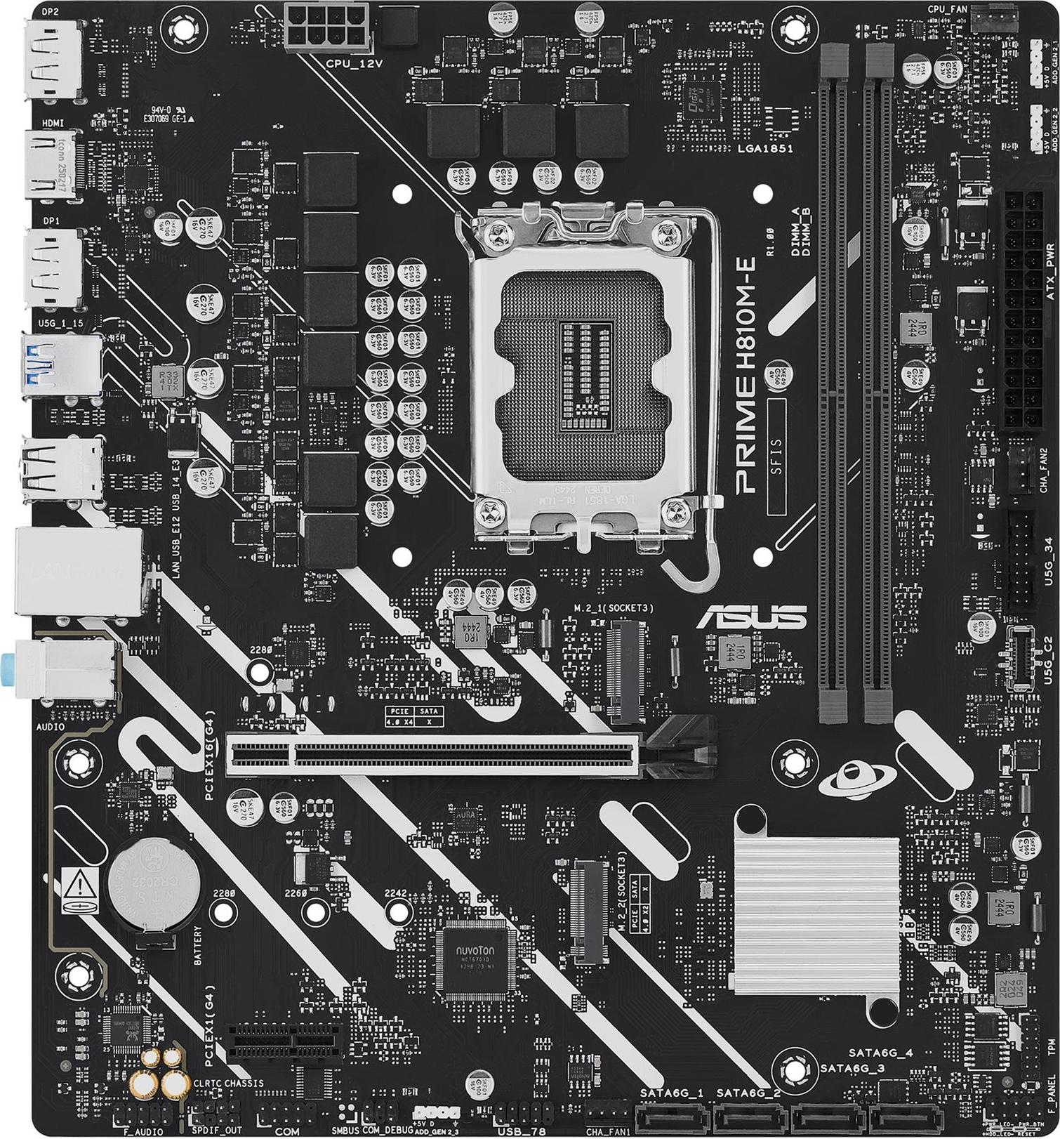 ASUS PRIME H810M-E-CSM - Micro ATX Motherboard - LGA1851 Socket - H810 Chipset - USB-C 3.2 Gen 1 - 90MB1N20-M0EAYC
