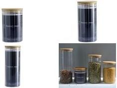 Ritzenhoff & Breker Storage Jar LINEA, 1.3 L Borosilicate Glass, Bamboo Lid with Silicone Seal, 4 Pieces (823509)