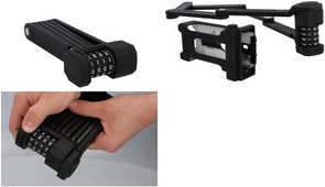 FISCHER Folding Bicycle Lock PROTEC FN85 850 mm Hardened Steel Bars Plastic Coated 4-Point Locking System