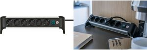 Alu-Office-Line Power Strip with Switch, Silver-Black, 6 Outlets (1391040600)