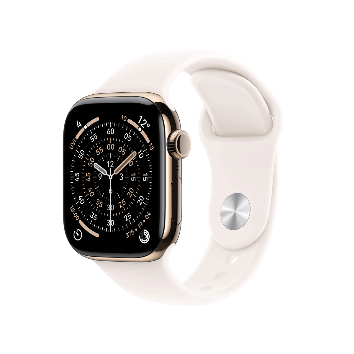 Apple Watch Series 11 GPS + Cellular 42 mm Gold Titanium Case with Light Blush Sport Band - S/M MF8W4ZR/A