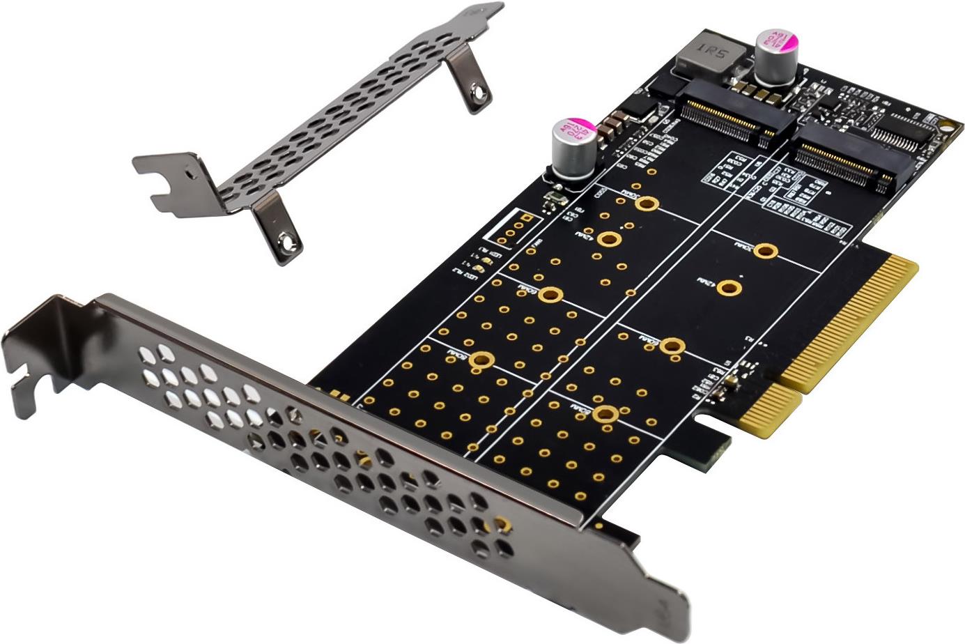 InLine PCIe Card for 2x Internal NVMe M.2 Key M - Bifurcation x8 (76660N)