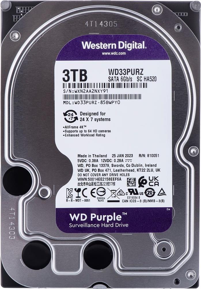 WD Purple WD33PURZ 3TB Internal Hard Drive SATA 6Gb/s