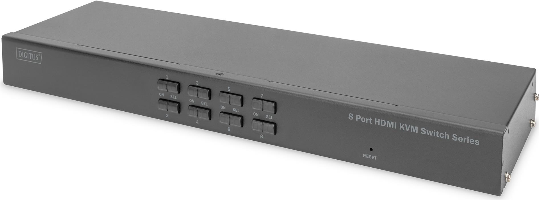 Digitus 8 Port HDMI KVM Switch - 4K Ultra HD - Rack Mountable - Black (DS-12910)