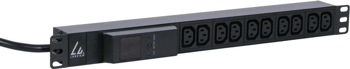 Lanview LVR261877 PDU - 1U Rack - 10 x C13 Outputs - 3 m Cable - 230 V - 16 A